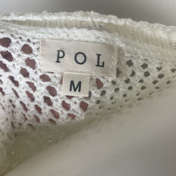 Pol Anthropologie Ivory Open Knit Oversized Pullover Boho Sweater Lace Pocket - Picture 6 of 11